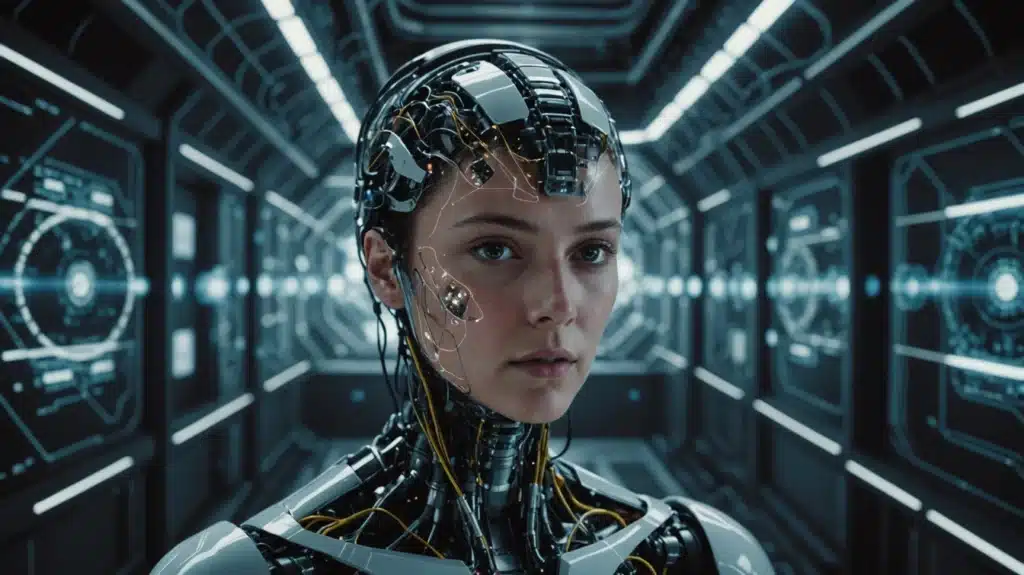 Futuristlik humanoidrobot teaduskeskkonnas