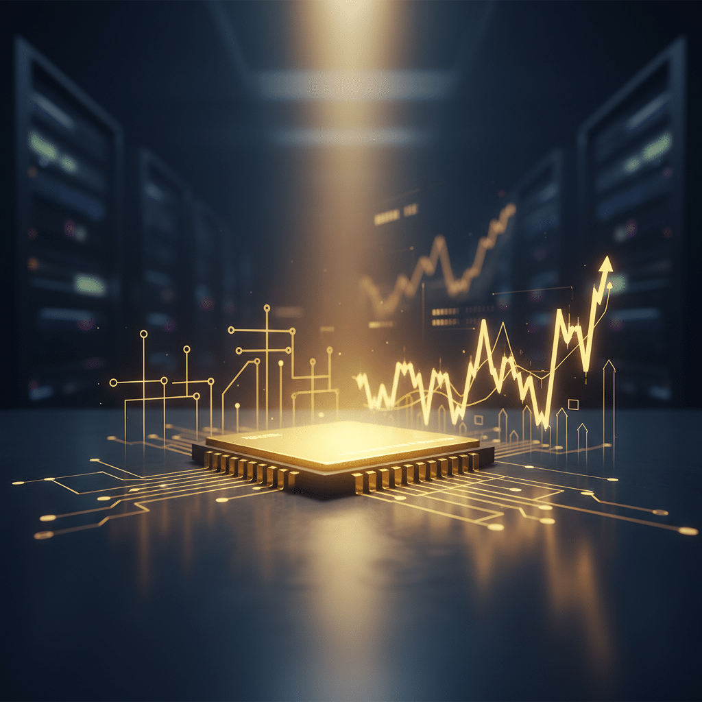 Arvutikiip koos digitaalsete graafikutega serveriruumis