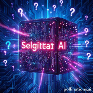 Küsimärkidega ümbritsetud elektrooniline kuubik, millel on kiri 'Selgitatav AI'.