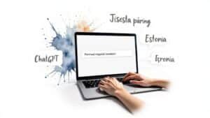 Käed klaviatuuril, arvuti ekraanil ChatGPT.