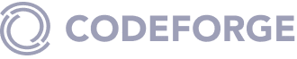 CODEFORGE logo hallil taustal