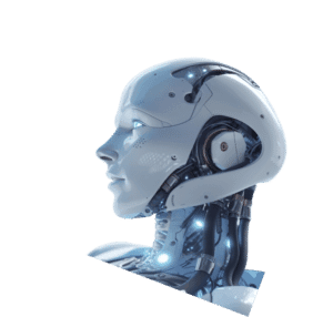 Futuristlik humanoidroboti pea külgvaade