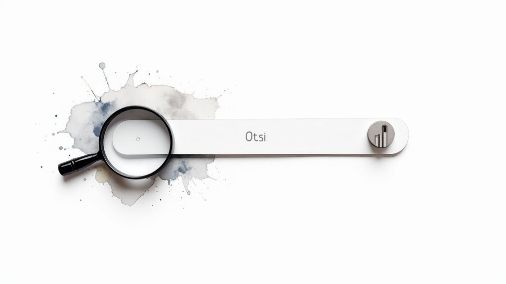 Otsinguaken suurendusklaasi ja diagrammi ikooniga