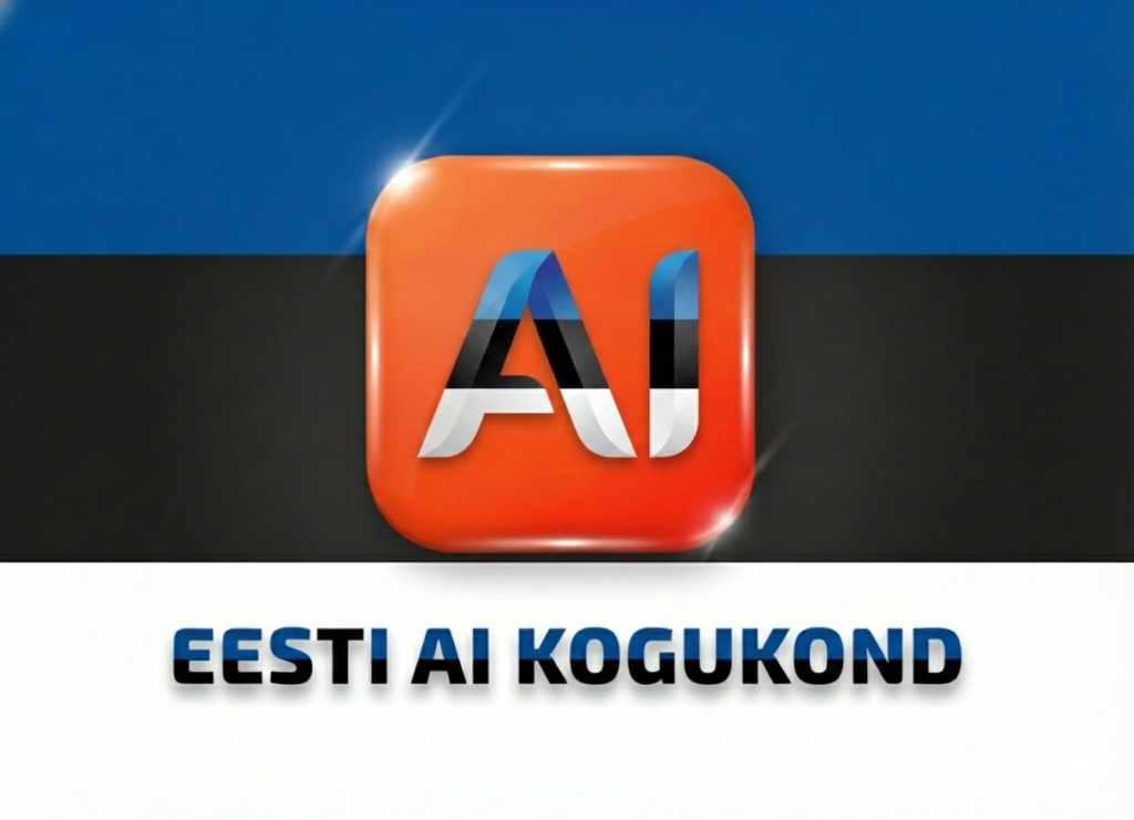 Eesti lipp kuhu on kirjutatud AI ja Eesti AI Kogukond