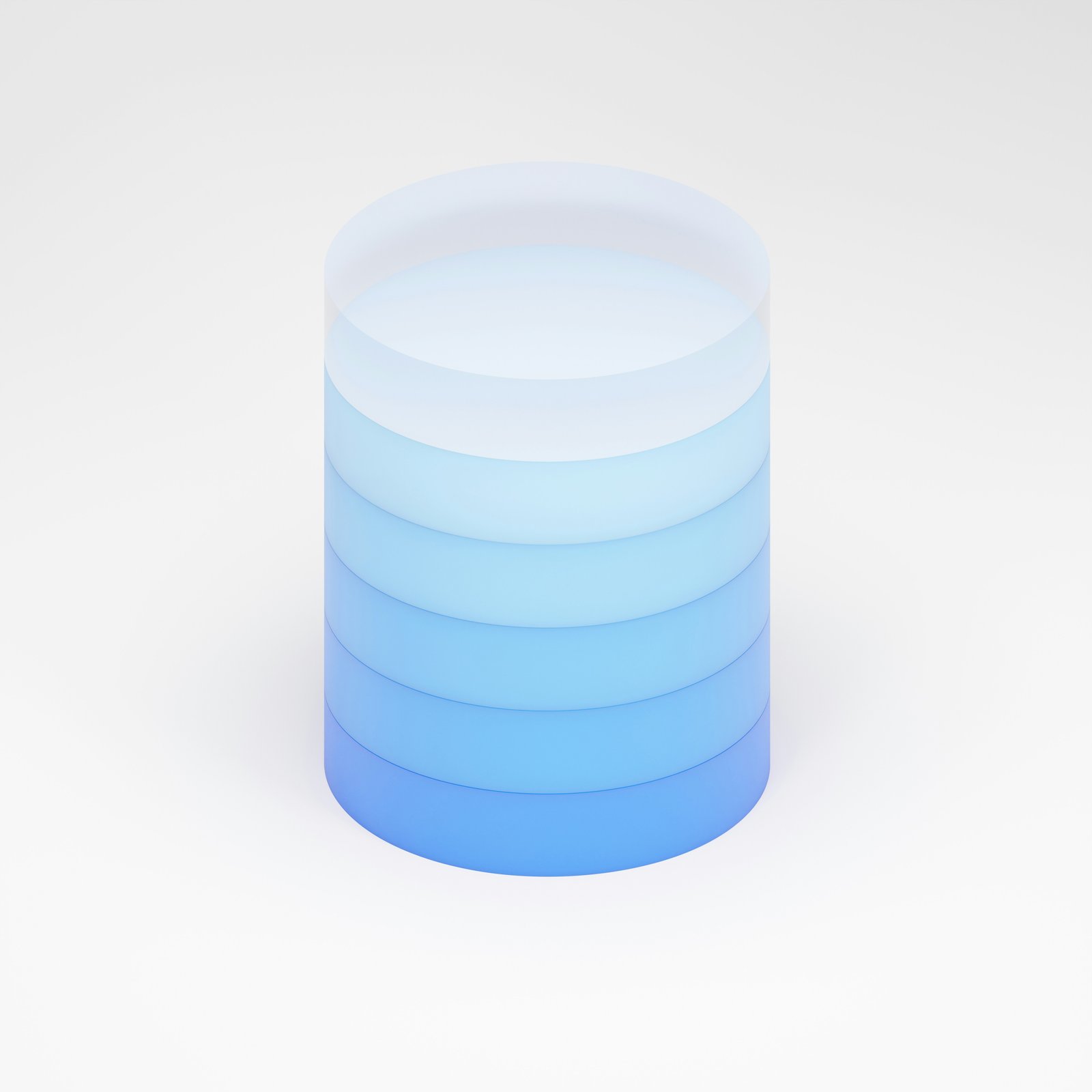 Sinine silindriline kuju kergelt läbipaistvast materjalist