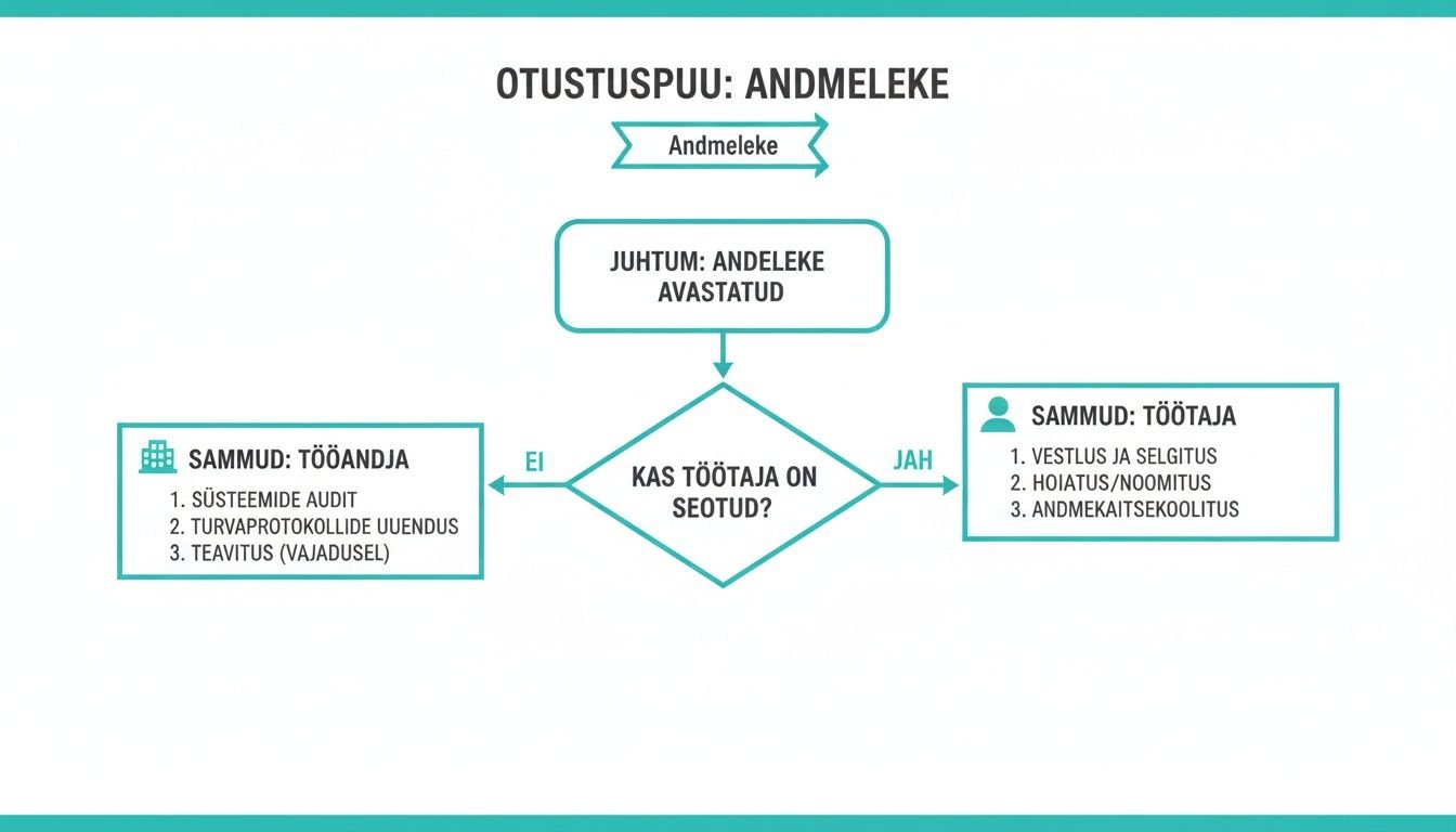 Andmeleke otsustuspuu, sammud tööandjale ja töötajale