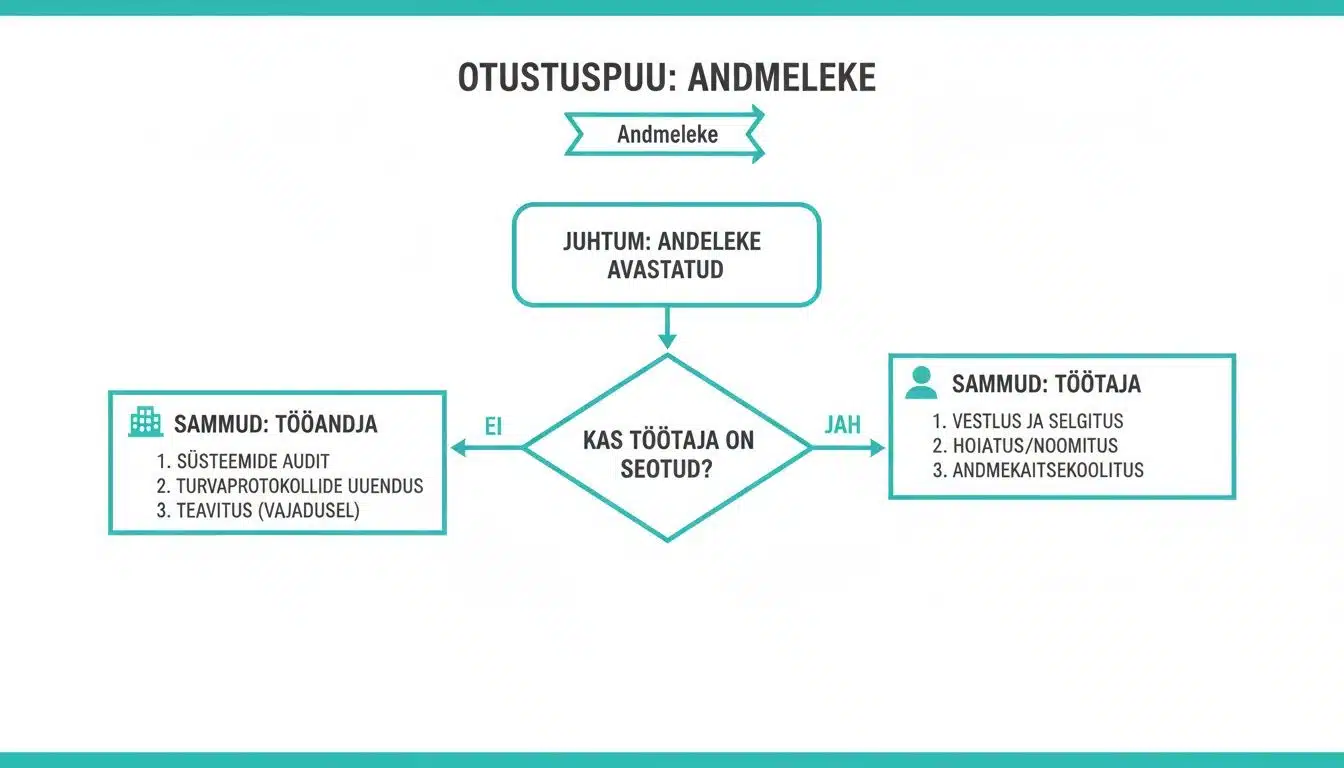 Andmeleke otsustuspuu, sammud tööandjale ja töötajale