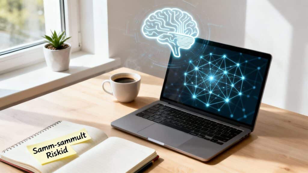 Avatud sülearvuti AI visualiseerimisega laual