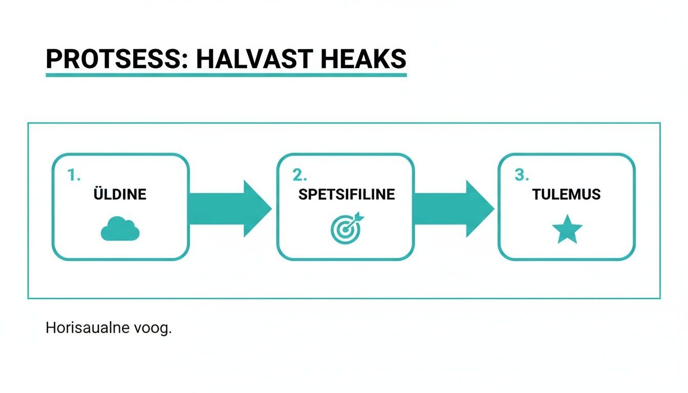 Kolmeetapiline protsess üldisest tulemuseni