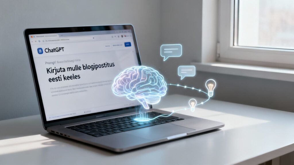 Sülearvuti ekraanil ChatGPT eestikeelne juhend