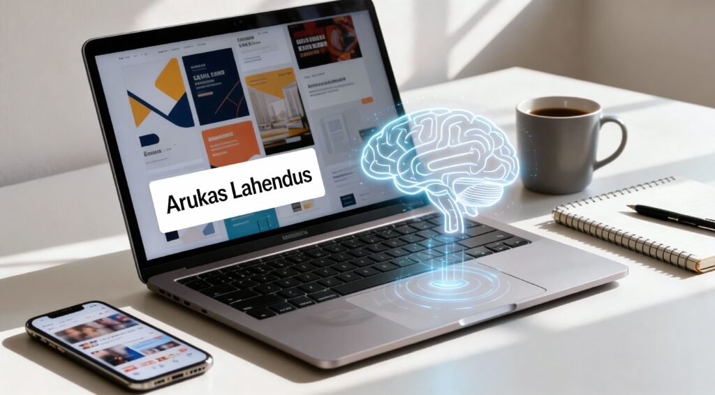 Sülearvuti ja AI kontseptsioon turunduseks laual