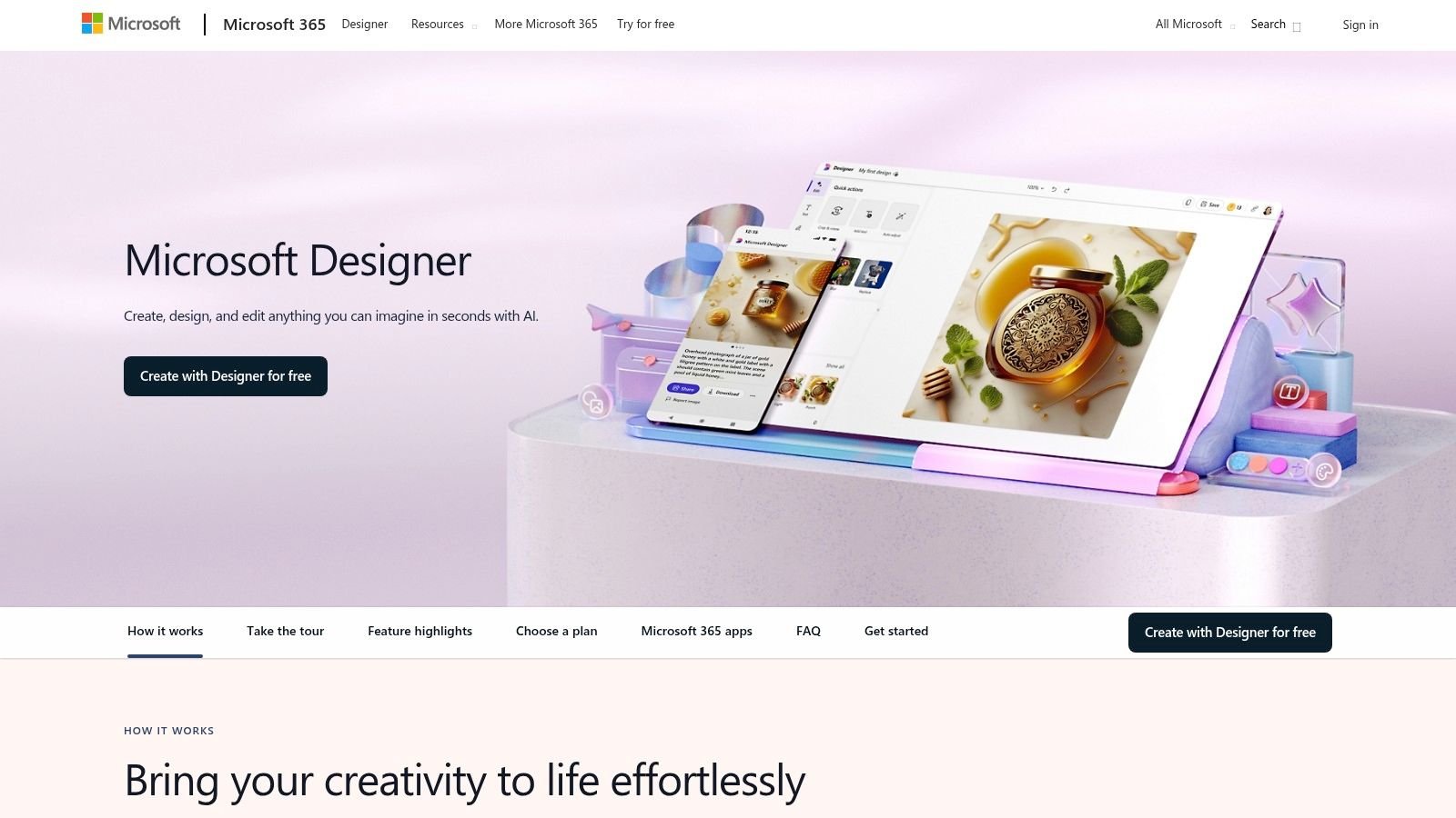 Microsoft Designer platvorm AI-abil loodud kujundustega