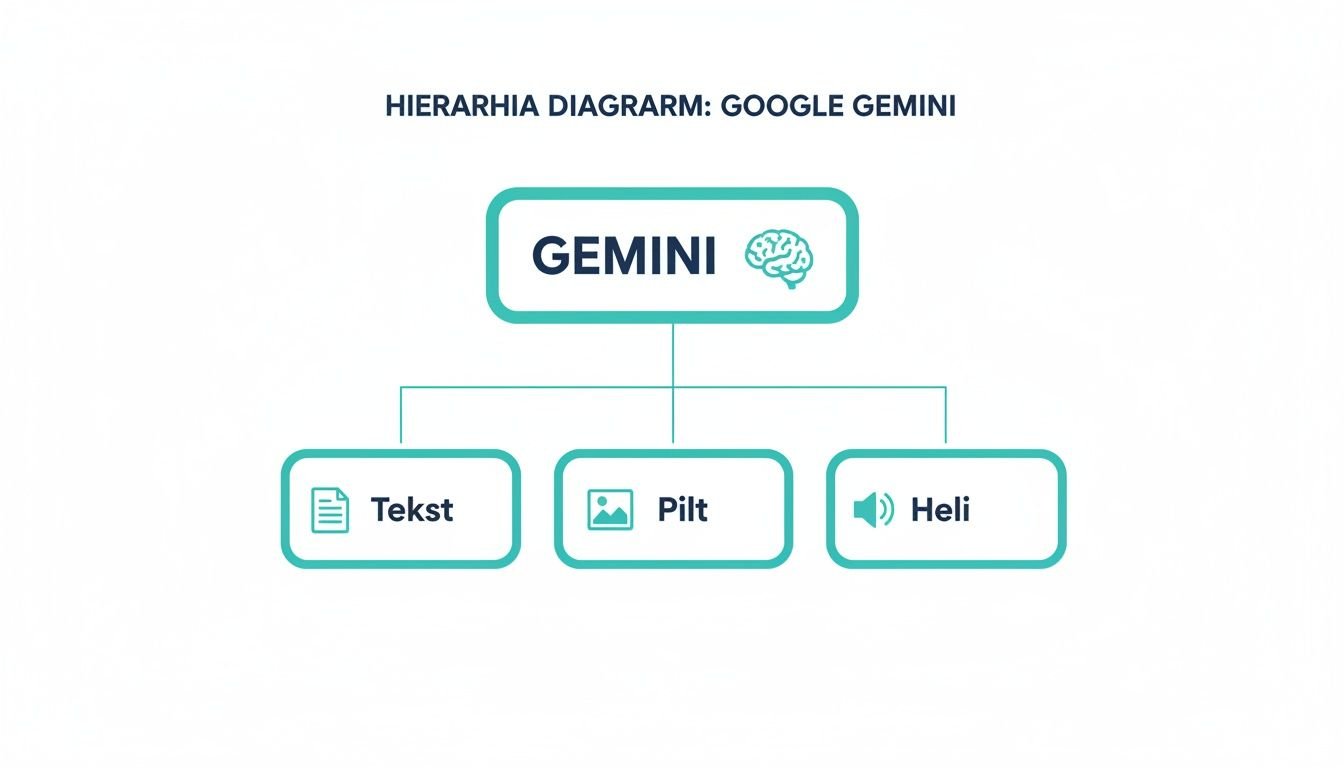 Google Gemini hierarhia diagramm tekstiga, pildiga ja heliga