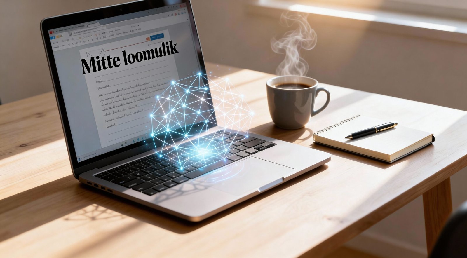 AI kasutamine müügikirjade kirjutamisel sülearvuti ekraanil