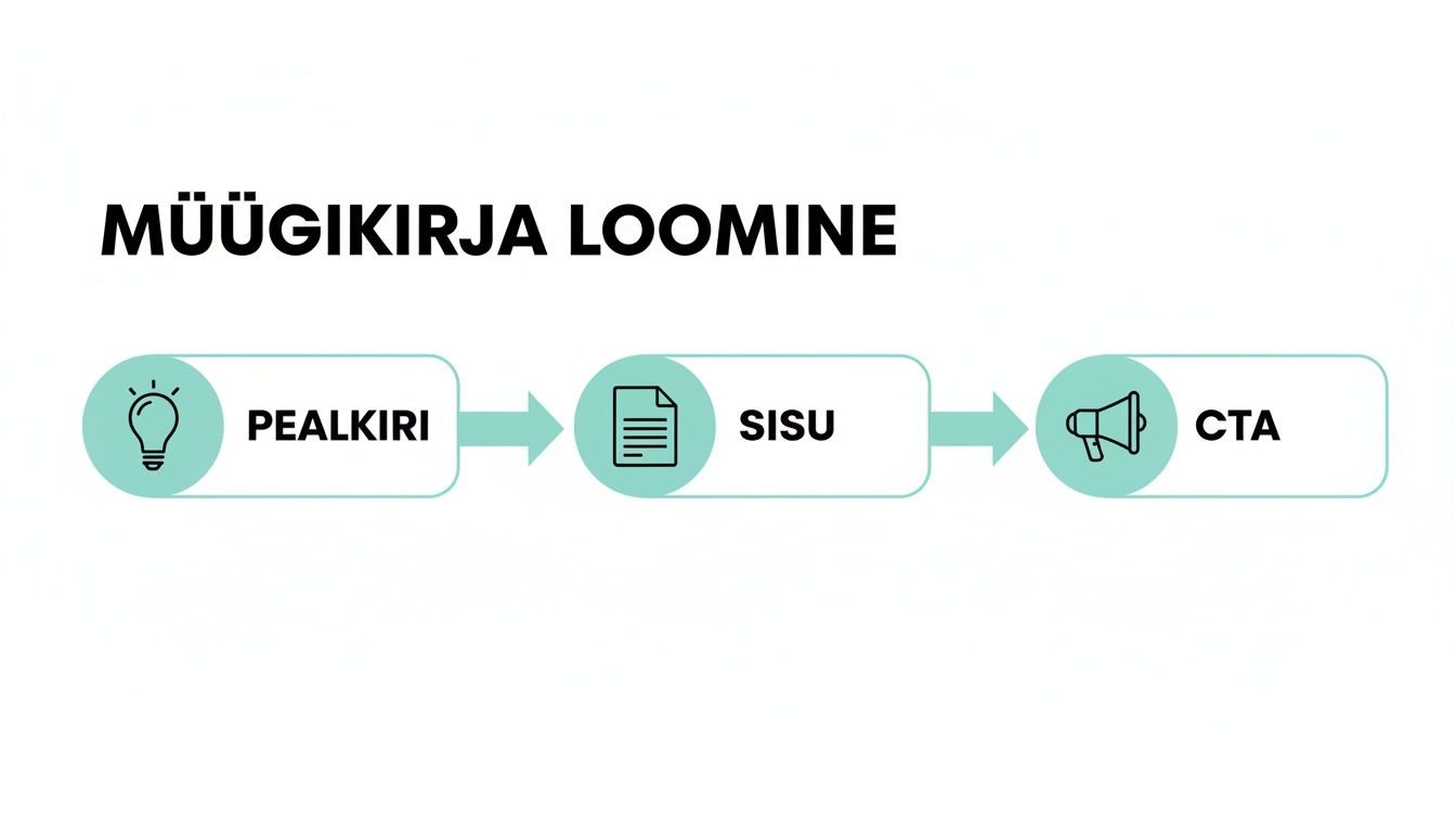 müügikirja loomise protsess pealkiri sisu CTA