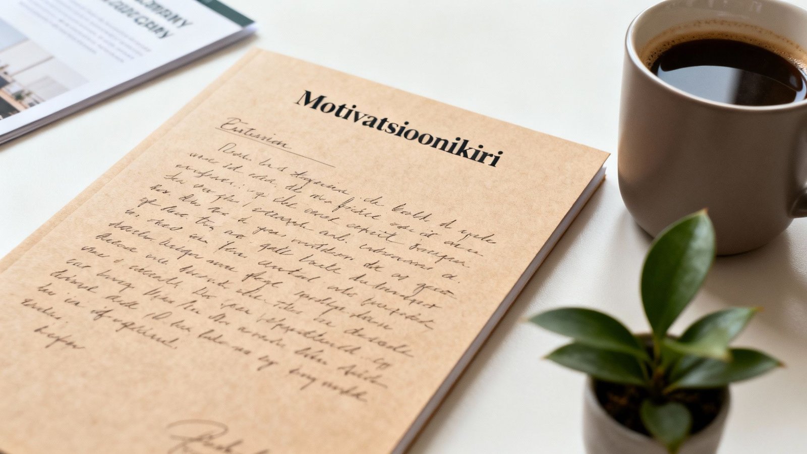 Motivatsioonikiri ja kohvitass töölaual