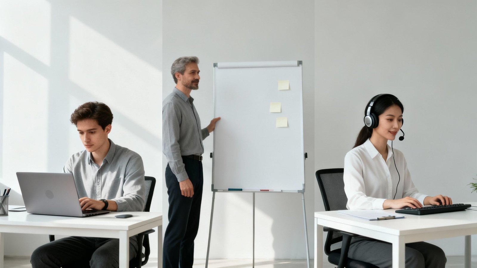 inimesed arvutite taga ja joonistustahvlil