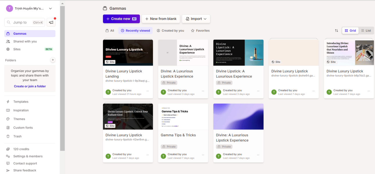 Gamma AI t&ouml;&ouml;riista kasutajaliides ekraanit&otilde;mmis