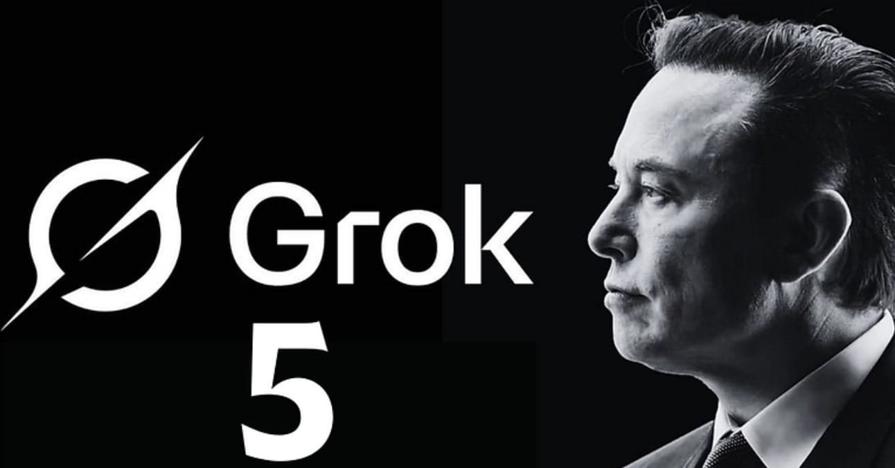 Grok 5 logo ja mustvalge profiil
