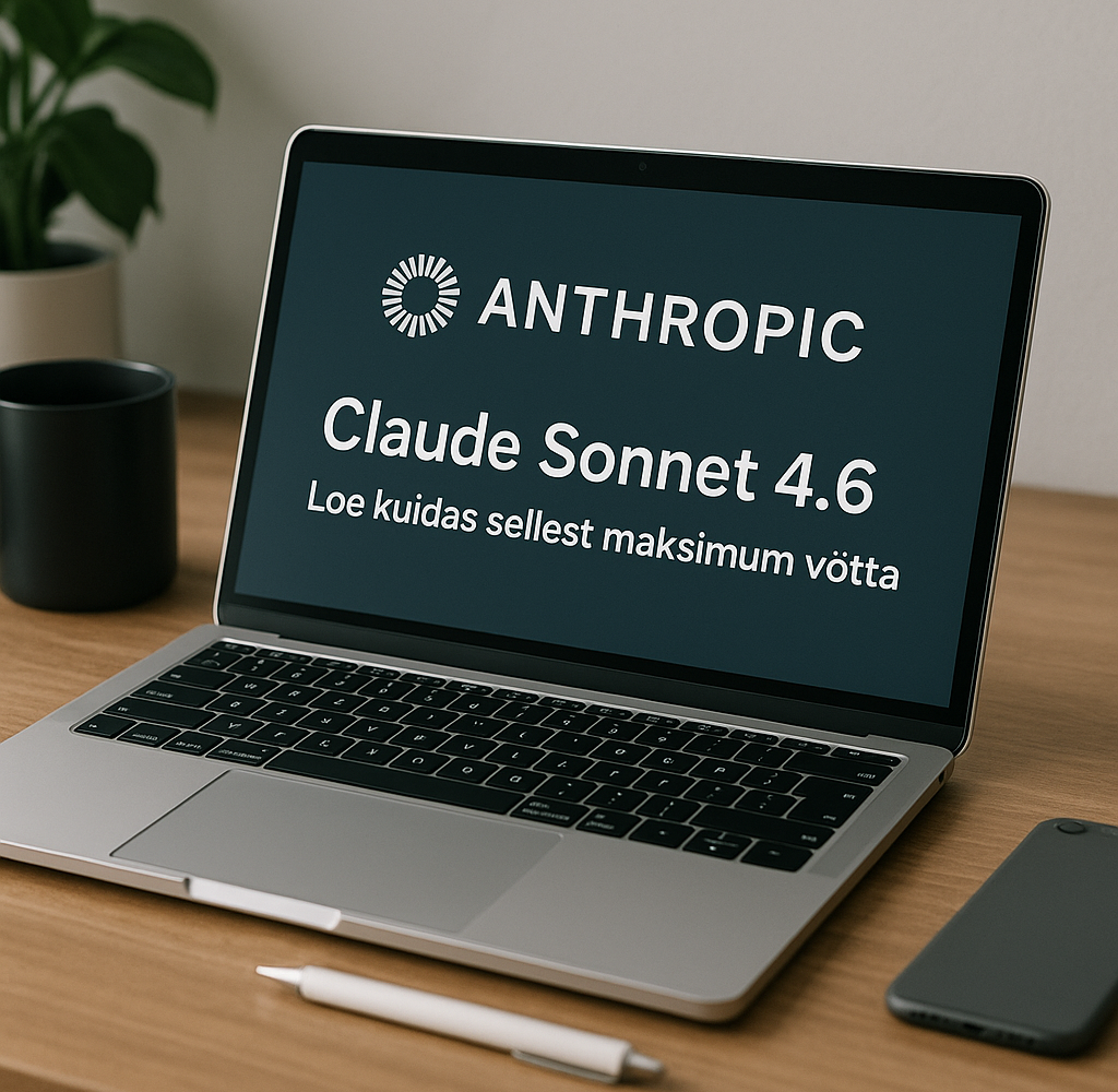 Sülearvuti ekraanil Anthropic Claude Sonnet 4.6 tutvustus