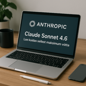 Sülearvuti ekraanil Anthropic Claude Sonnet 4.6 tutvustus
