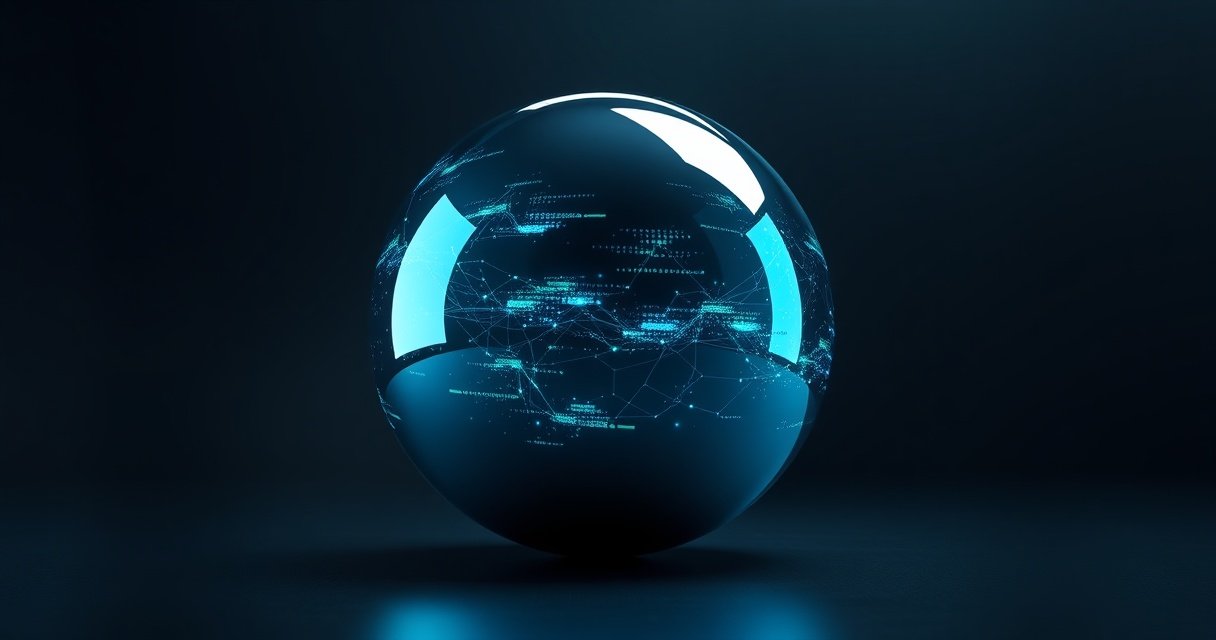 Kõrge resolutsiooniga 3D render poleeritud titaanist sfäärist, mis peegeldab siniseid ja rohelisi AI mudelite ikoone, tumedal minimalistlikul taustal, cinematic stuudio valgustusega premium tech tootevõte stiilis