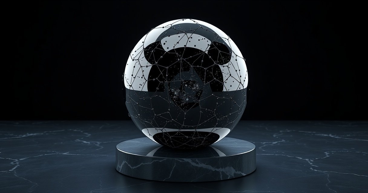 Kõrge resolutsiooniga 3D render läikivast titaanist sfäärist, mis esindab tehisintellekti superintellekti tuuma, tumedal minimalistlikul taustal, kinemaatiline stuudiovalgustus, premium tech tootevisuaal