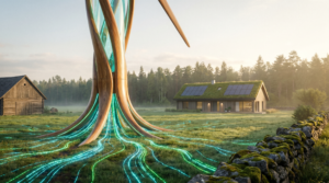 Futuristlik energiaallikas ühendamas maamaja loodusega
