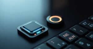 Soe minimalistlik kontorilaud, millel telefon kuvab abstraktset AI-assistenti ning taustal on rahulik Skandinaavia interjöör.