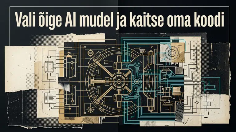 Taktikaline postertehnikas illustratsioon sügisel 2026 toimunud AI mudelite võidujooksust ja turvakontrollist