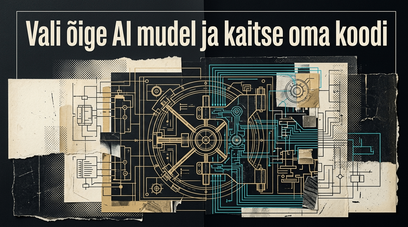 Taktikaline postertehnikas illustratsioon sügisel 2026 toimunud AI mudelite võidujooksust ja turvakontrollist