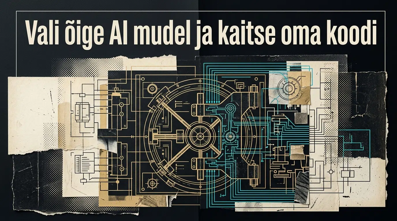 Taktikaline postertehnikas illustratsioon sügisel 2026 toimunud AI mudelite võidujooksust ja turvakontrollist